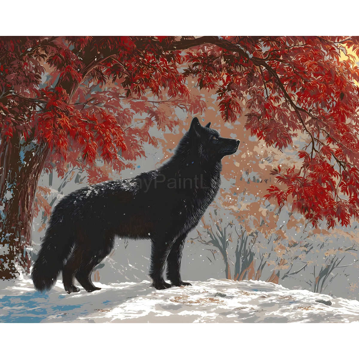 Malen nach Zahlen Tiere wolf im schnee