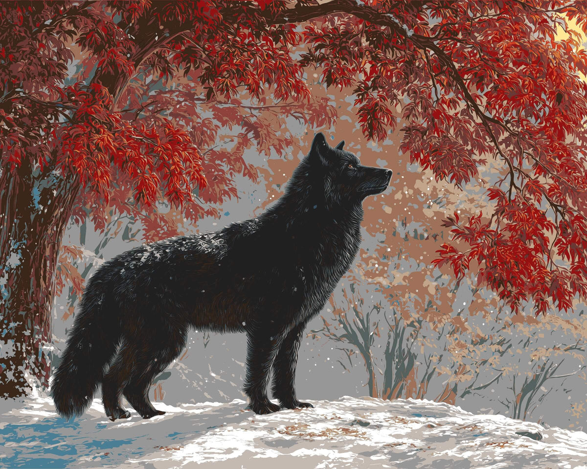 Malen nach Zahlen Tiere wolf im schnee