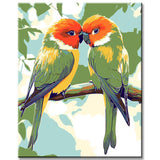 Malen nach Zahlen tier Zwei grüne Vögelchen