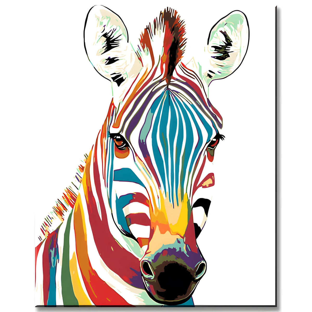 Malen nach Zahlen Tiere Zebra in Regenbogenfarben