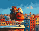 Malen nach Zahlen weihnachten weihnachtsMann mit geschenken auf dem dach