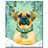 Malen nach Zahlen Hund Mops im Winter