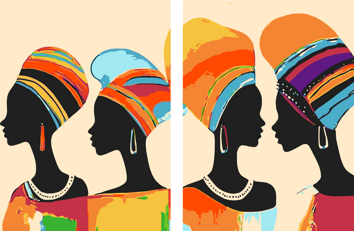 Malen nach Zahlen Afrika Frauen Moderne Kunst - 2-teilig (Duo)