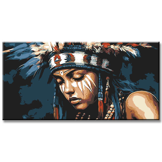 Malen nach Zahlen Frau Ureinwohnerin Tradition Nordamerika