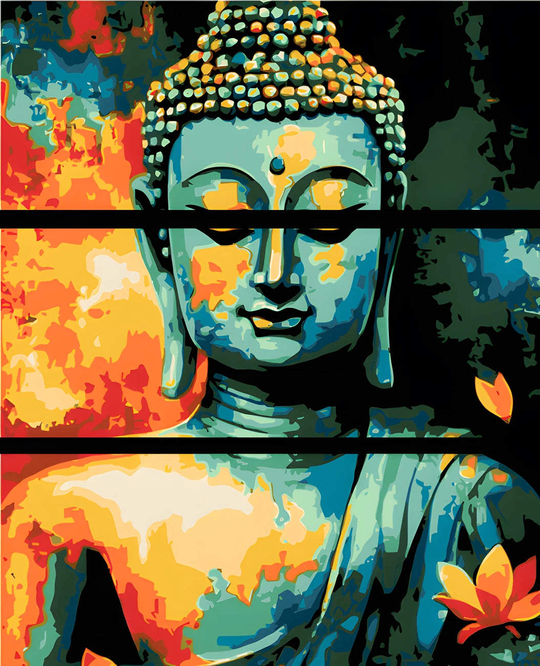 Malen nach Zahlen Schlafender Buddha 3 teilig (Triptychon)