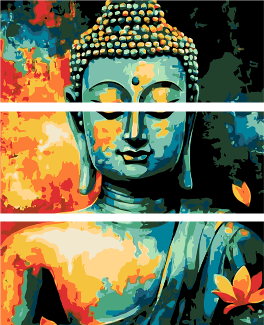 Malen nach Zahlen Schlafender Buddha 3 teilig (Triptychon)