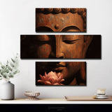 Malen nach Zahlen Buddha Frau Weisse Blume - 3-teilig (Triptychon)