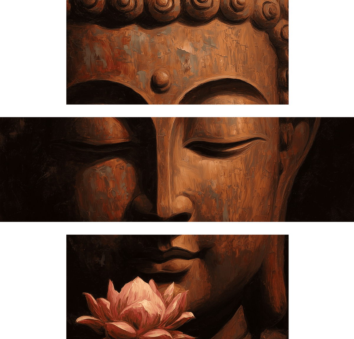 Malen nach Zahlen Buddha Frau Weisse Blume - 3-teilig (Triptychon)