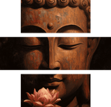 Malen nach Zahlen Buddha Frau Weisse Blume - 3-teilig (Triptychon)