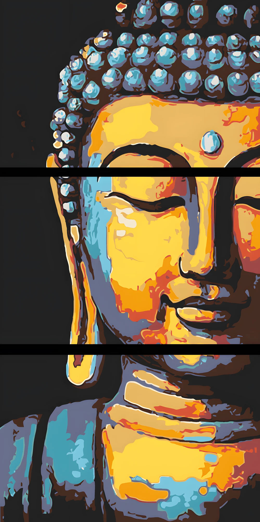 Malen nach Zahlen Schlafender Buddha Tradition - 3-teilig (Triptychon)