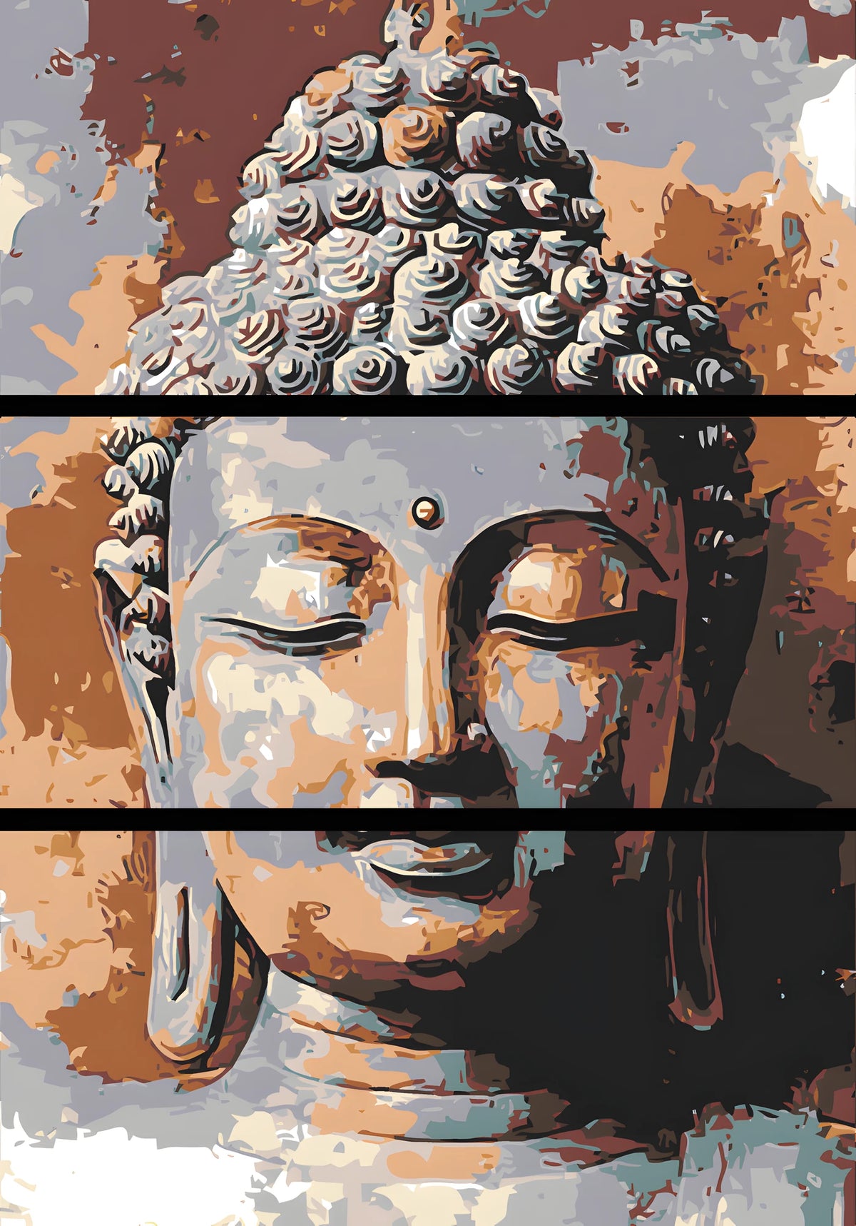 Malen nach Zahlen Buddha Südostasien - 3-teilig (Triptychon)