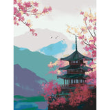 Malen nach Zahlen China Kirschblüte Pagoda Landschaft