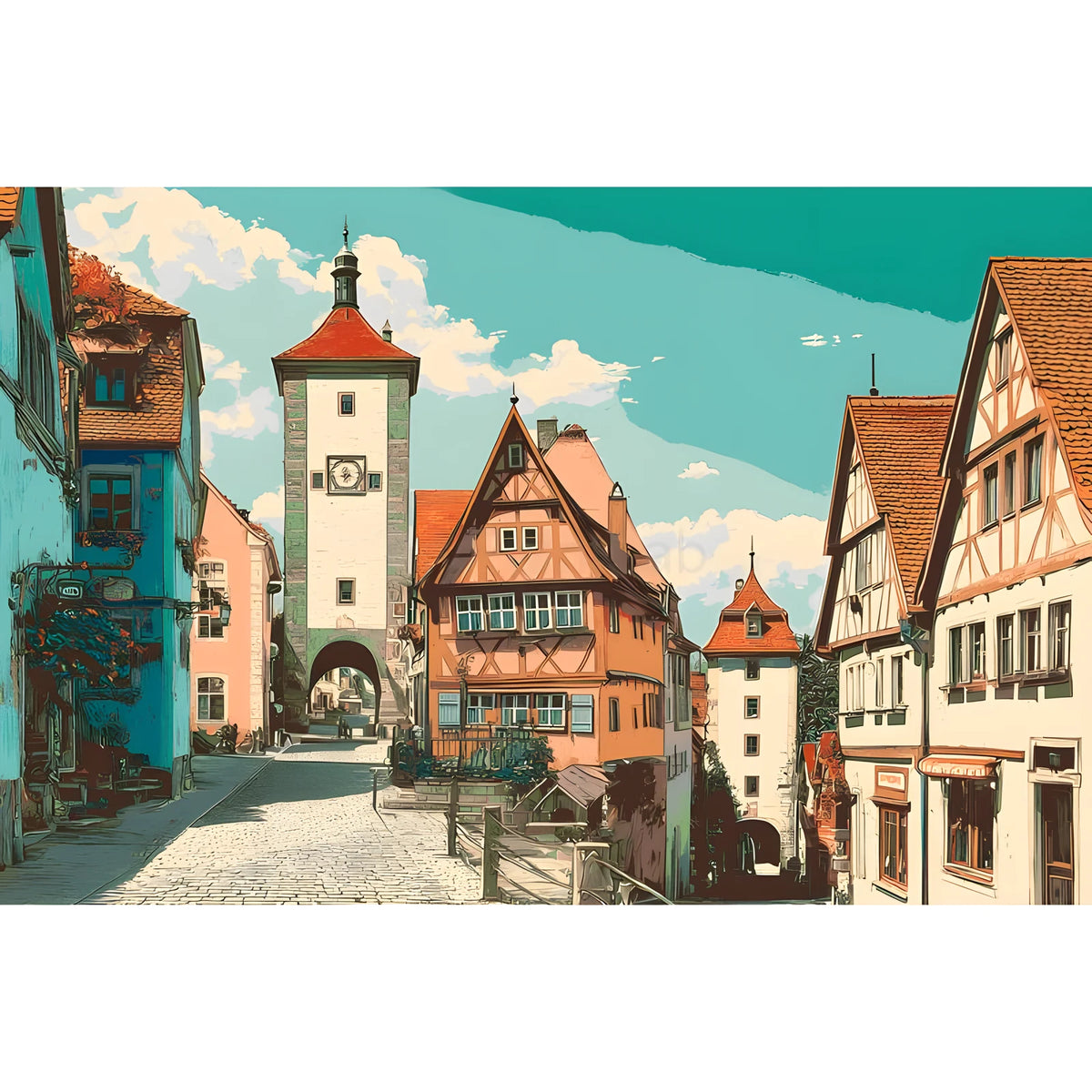 Malen nach Zahlen Altstadt Deutschland Rothenburg