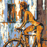 Malen nach Zahlen Moderne Kunst Frau auf Fahrrad