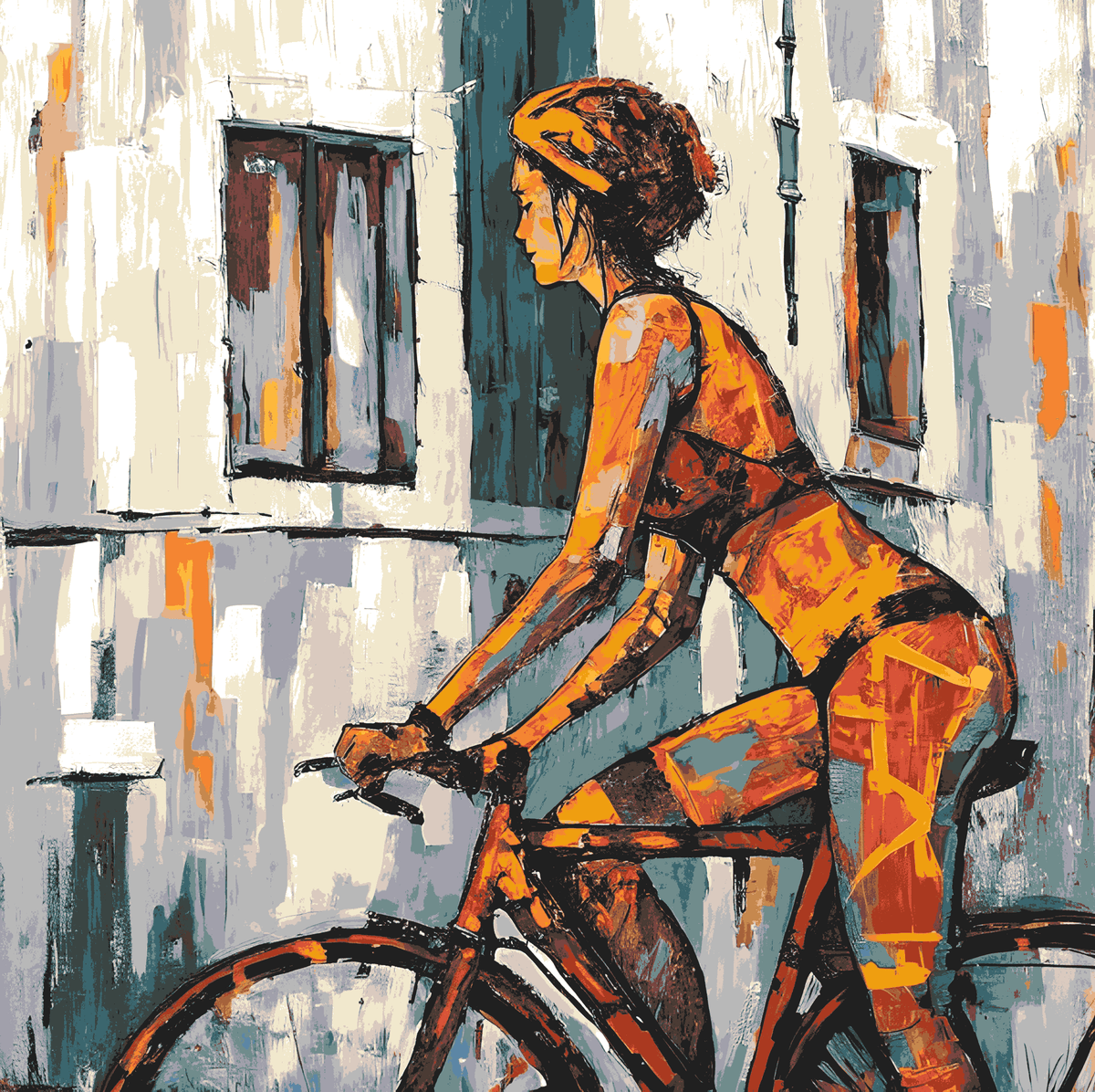 Malen nach Zahlen Moderne Kunst Frau auf Fahrrad