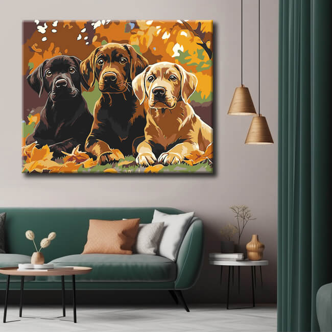 Malen nach Zahlen 3 hunde