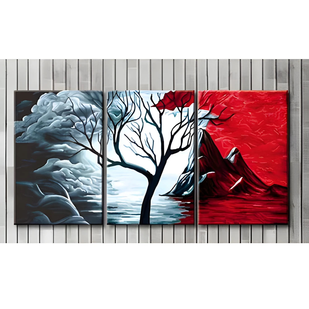 Malen nach Zahlen Triptychon fantasy kahler baum