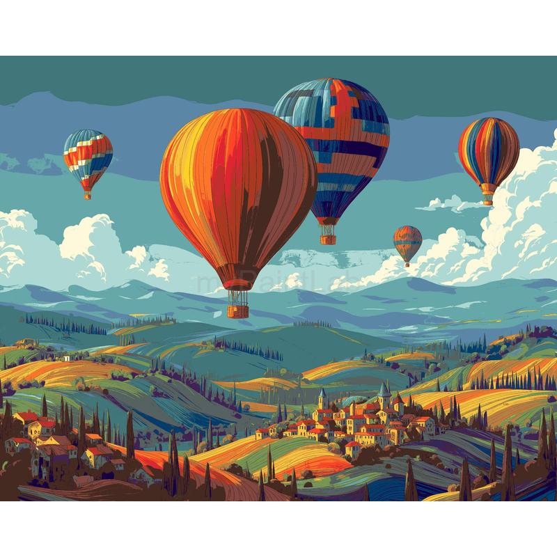 Malen nach Zahlen für Erwachsene Heißluftballons am Himmel