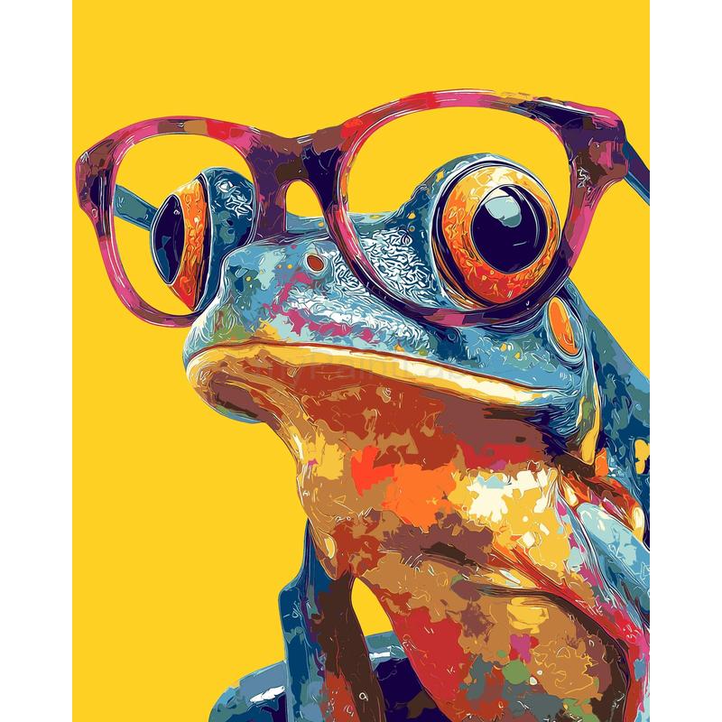Malen nach Zahlen für Erwachsene Tiere Comic-Frosch mit Brille
