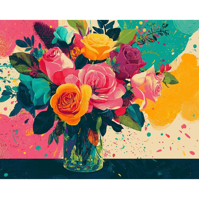 Malen nach Zahlen Blumen rosenstrauss