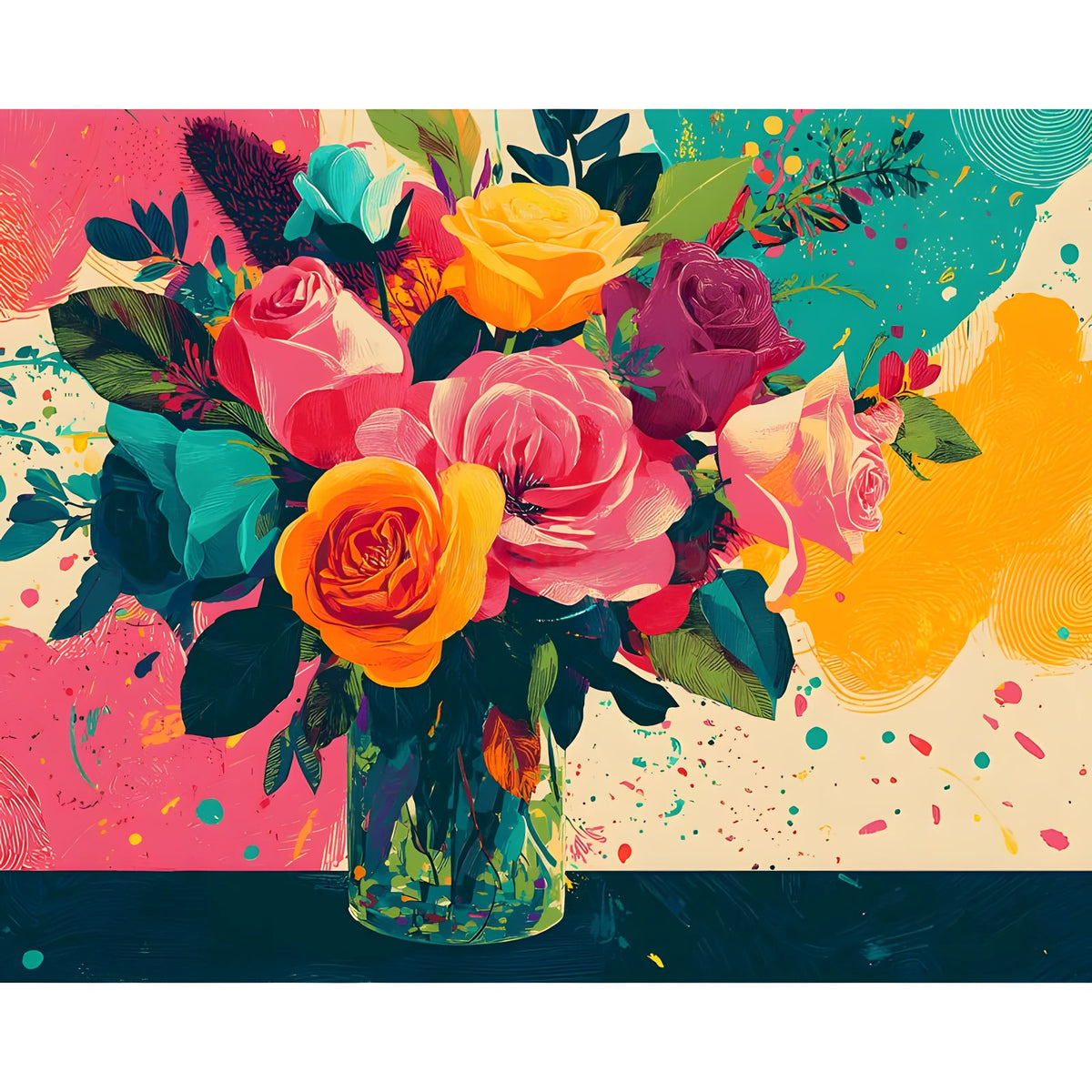 Malen nach Zahlen Blumen rosenstrauss