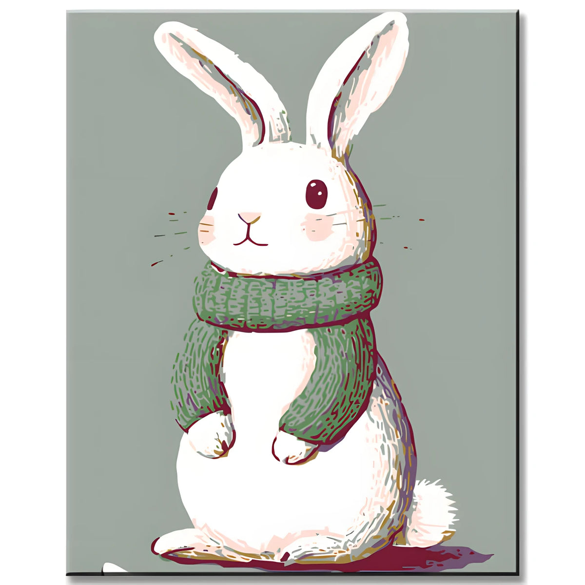 Malen nach Zahlen Bilder Sitzender weisser Hase