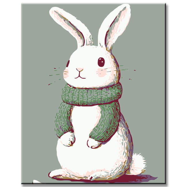 Malen nach Zahlen Bilder Sitzender weisser Hase
