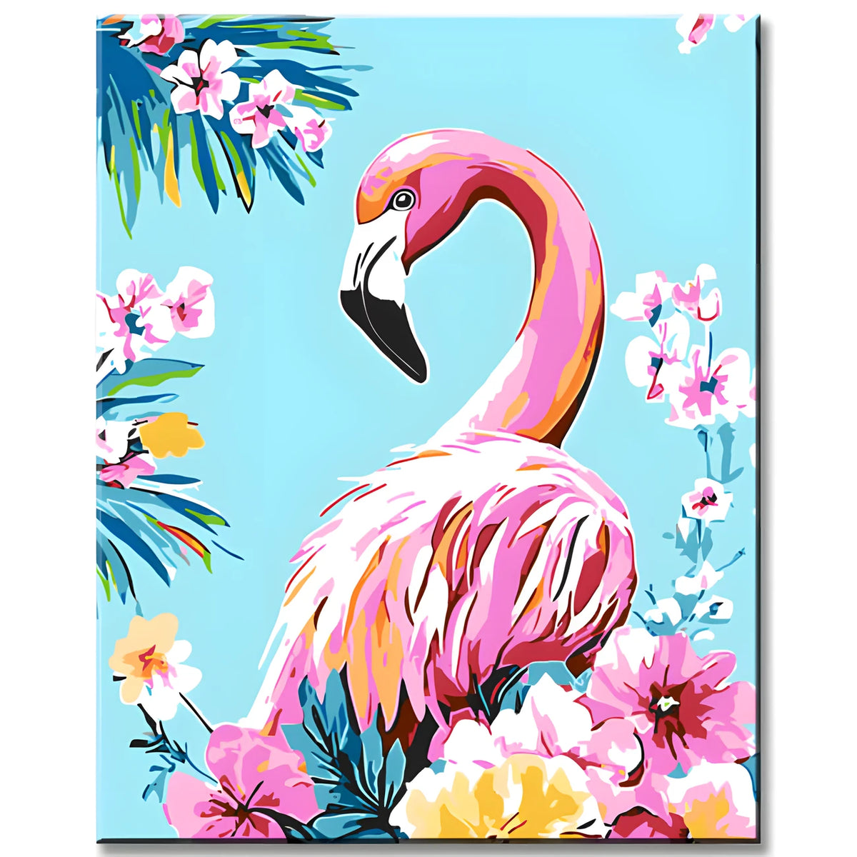 Malen nach Zahlen Flamingo und Blumen