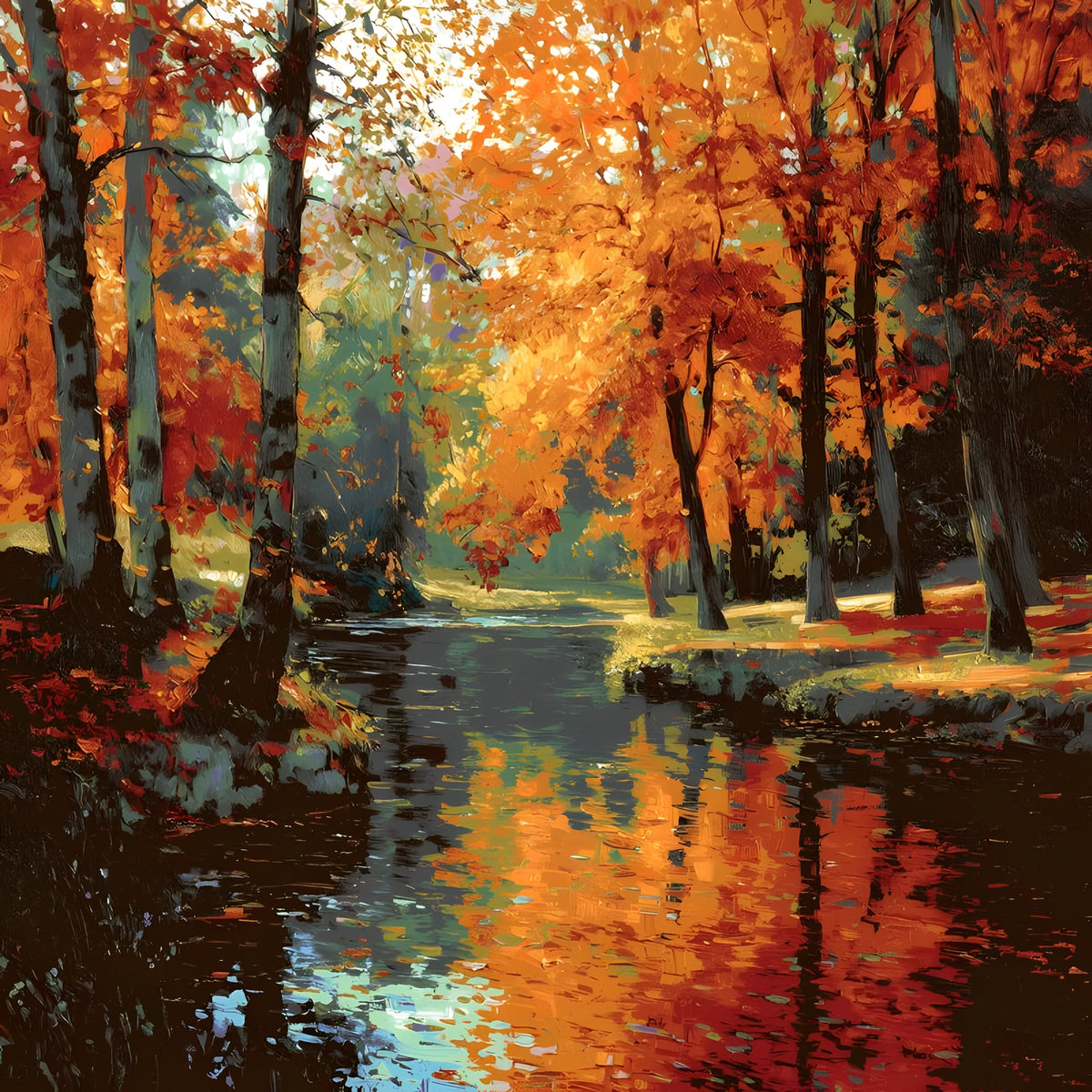 Malen nach Zahlen Wald Bachlauf