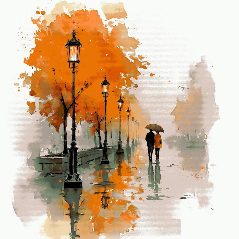 Malen nach Zahlen Herbst Allee
