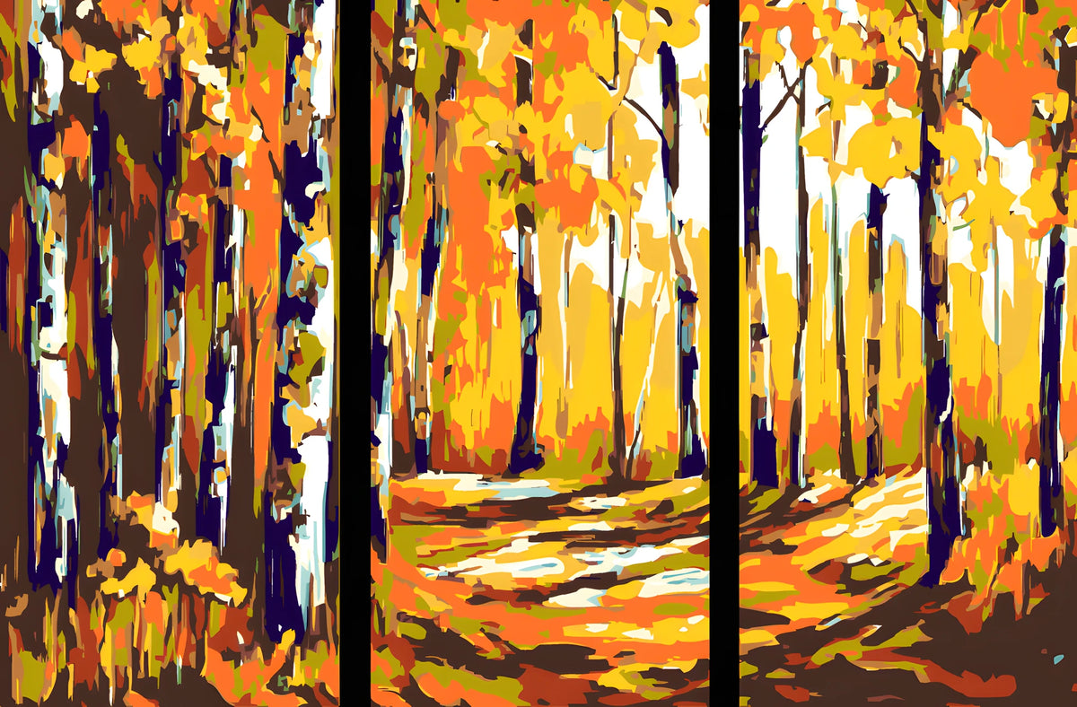 Malen nach Zahlen Birkenwald - 3-teilig (Triptychon)