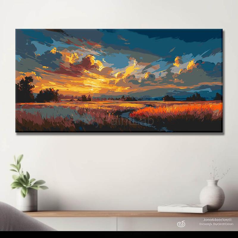 Malen nach Zahlen Landschaft orange
