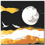 Malen nach Zahlen Weisser Mond mit Vögeln