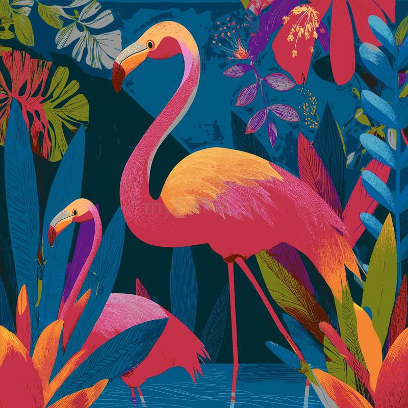 Malen nach Zahlen Flamingo Familie
