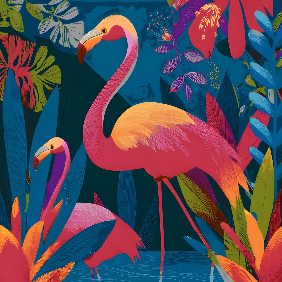 Malen nach Zahlen Flamingo Familie