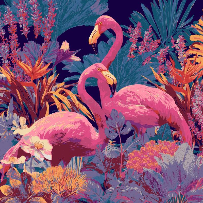 Malen nach Zahlen Tiere Flamingos bunt