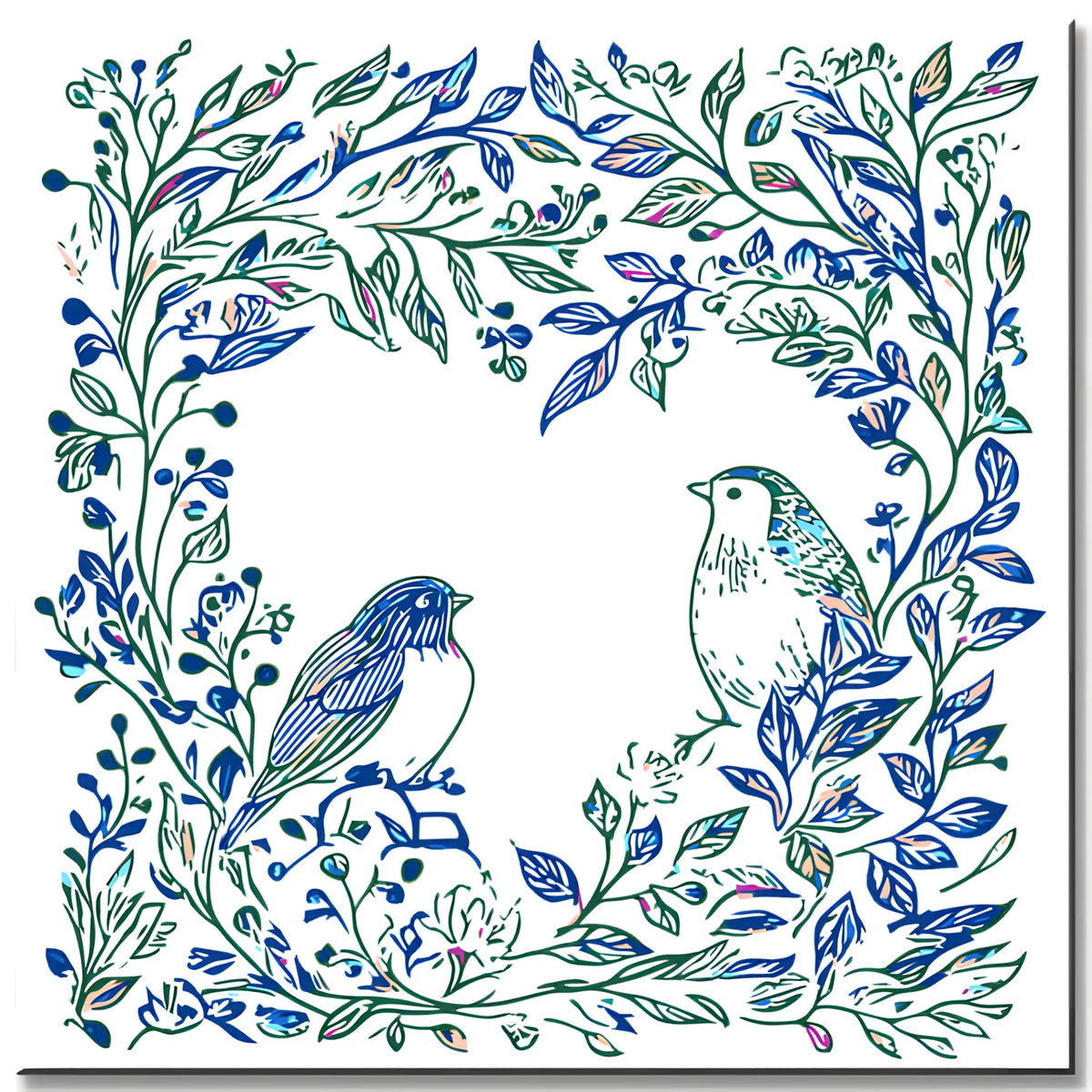 Malen nach Zahlen Pflanzen Vögel blau