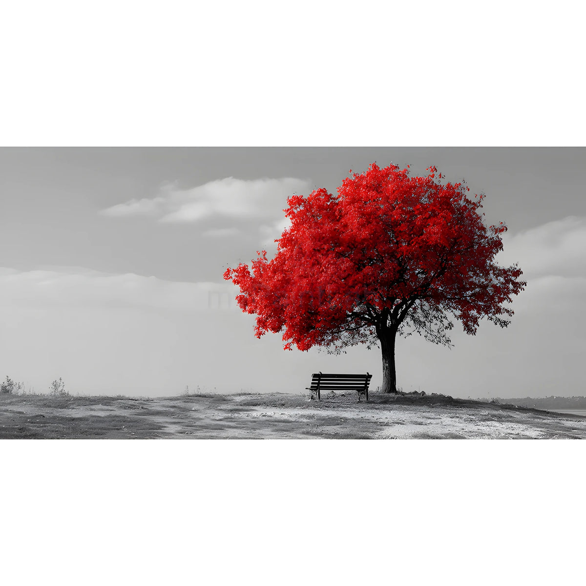 Malen nach Zahlen schwarz weiss Roter Baum