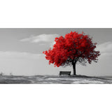 Malen nach Zahlen schwarz weiss Roter Baum