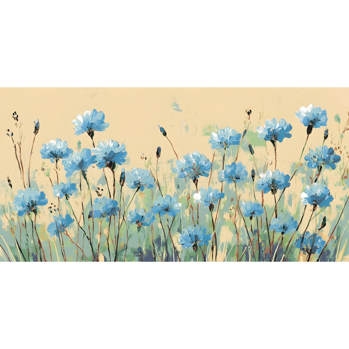 Malen nach Zahlen blaue FeldBlumen