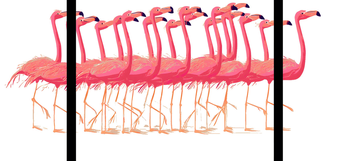 Malen nach Zahlen Flamingo Ballett - 3-teilig (Triptychon)
