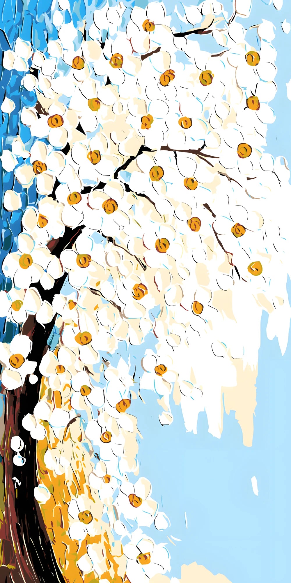Malen nach Zahlen Weisse Blüten