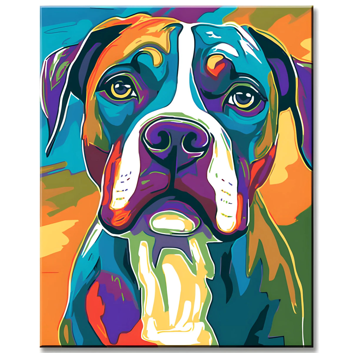 Malen nach Zahlen Hund Boxer Regenbogen bunt