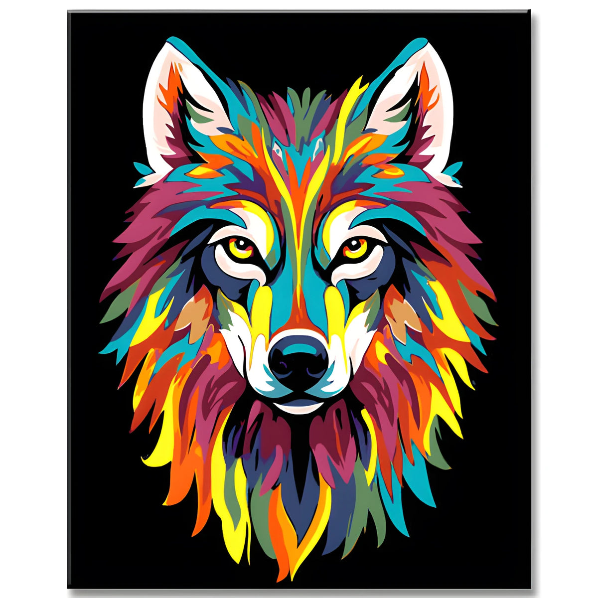 Malen nach Zahlen Wolf Regenbogen bunt