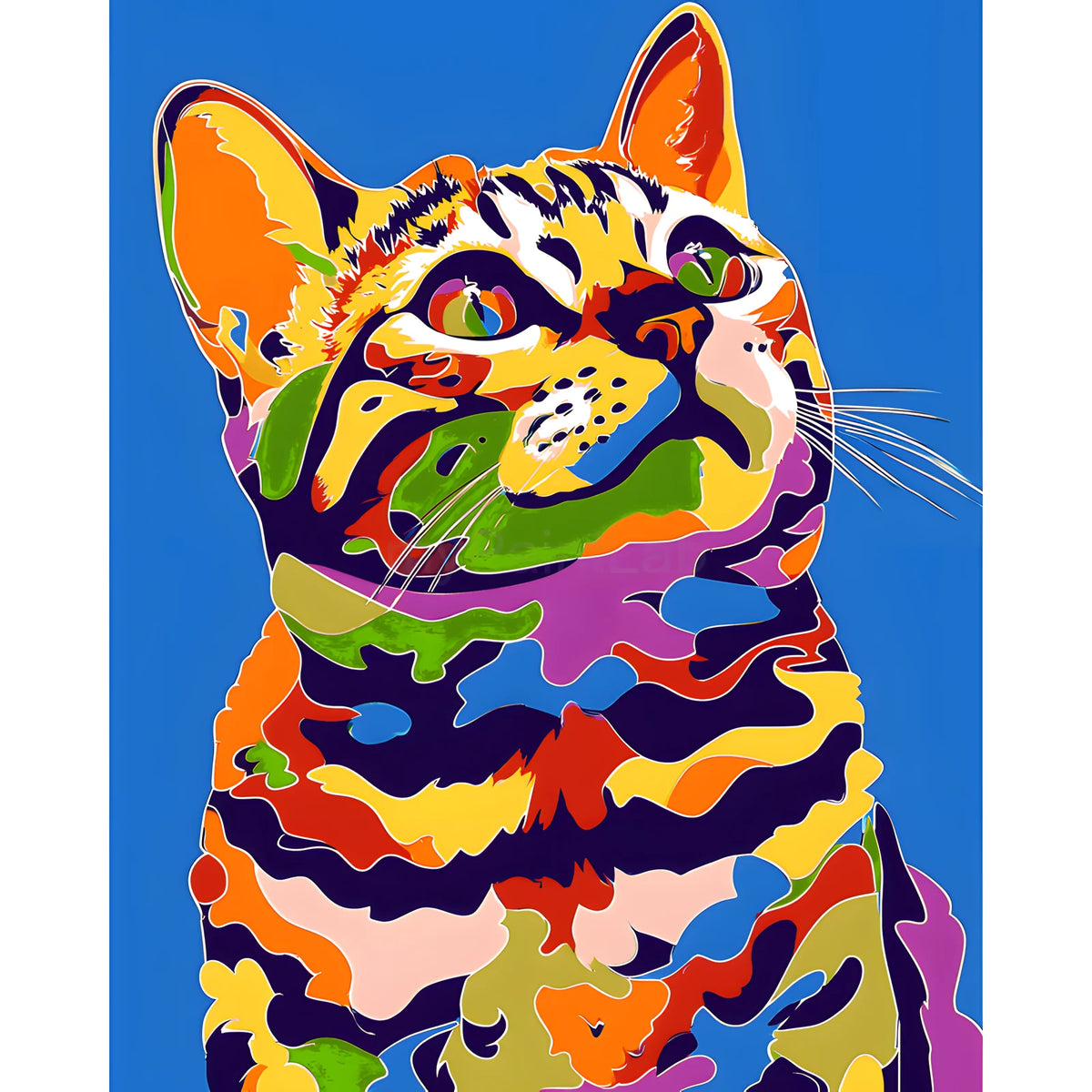 Malen nach Zahlen Katze in Regenbogenfarben TierKunst