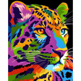 Malen nach Zahlen junger Leopard in Regenbogenfarben TierKunst