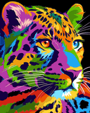 Malen nach Zahlen junger Leopard in Regenbogenfarben TierKunst