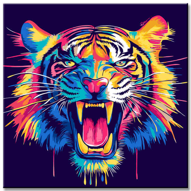 Malen nach Zahlen Tiger in Regenbogenfarben TierKunst