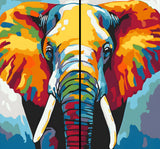 Malen nach Zahlen Großer Elefant Portrait Moderne TierKunst - 2-teilig (Duo)