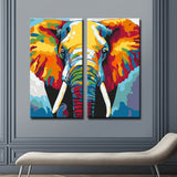 Malen nach Zahlen Großer Elefant Portrait Moderne TierKunst - 2-teilig (Duo)